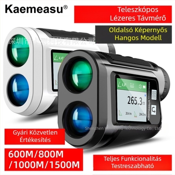 Újratölthető teleszkóp Lézeres távolságmérő Érintőképernyős oldalsó képernyő Hangbemondó Golfpálya Hangerő Többfunkciós