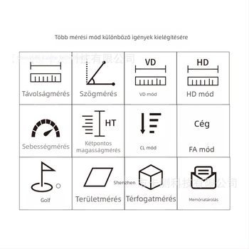 Újratölthető teleszkóp Lézeres távolságmérő Érintőképernyős oldalsó képernyő Hangbemondó Golfpálya Hangerő Többfunkciós