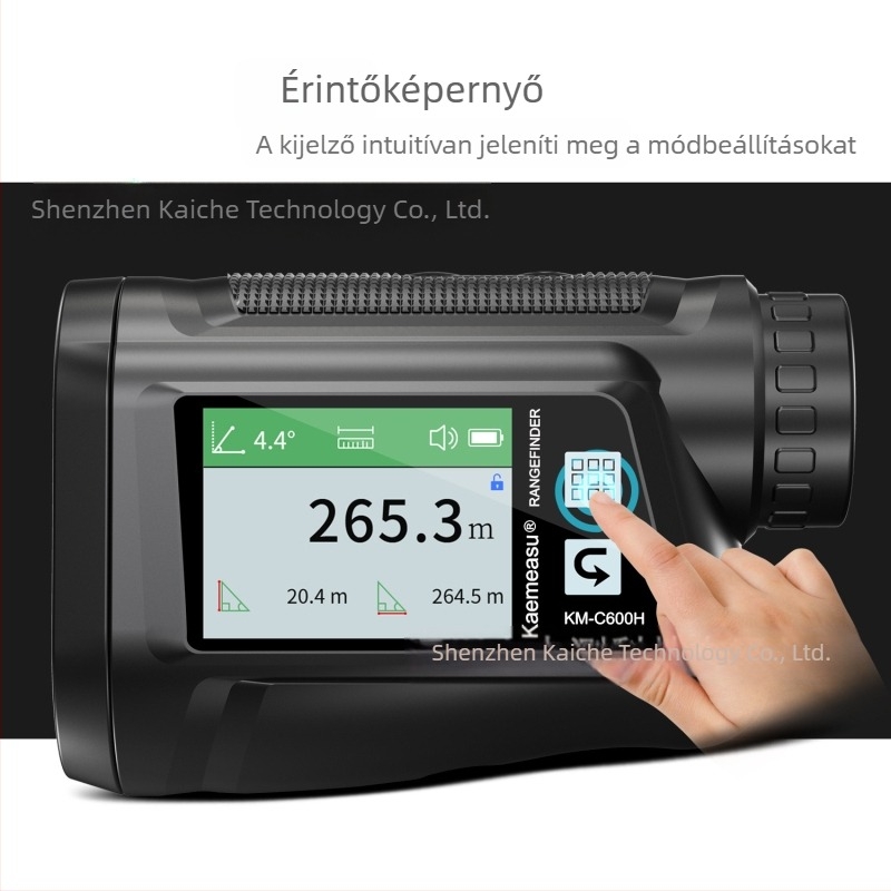 Újratölthető teleszkóp Lézeres távolságmérő Érintőképernyős oldalsó képernyő Hangbemondó Golfpálya Hangerő Többfunkciós