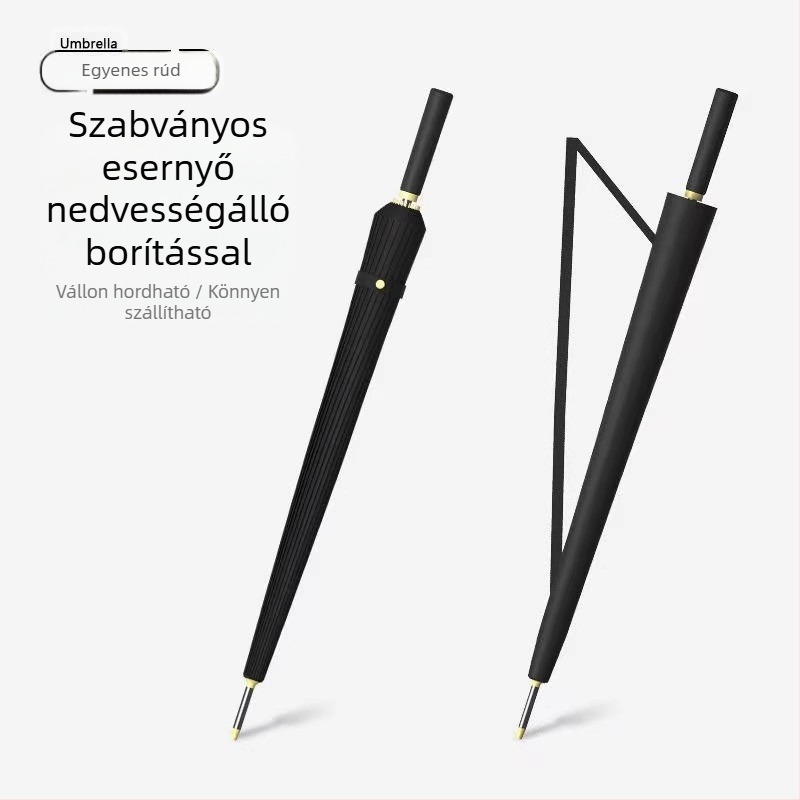 24 csontos esernyő automata esernyő nagy, túlméretezett gyári nagykereskedelmi egyenes hosszú nyelű esernyő napsütéses és esős kettős felhasználású logóval