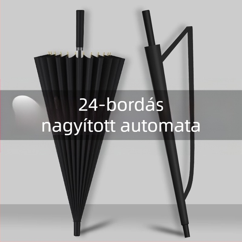 24 csontos esernyő automata esernyő nagy, túlméretezett gyári nagykereskedelmi egyenes hosszú nyelű esernyő napsütéses és esős kettős felhasználású logóval