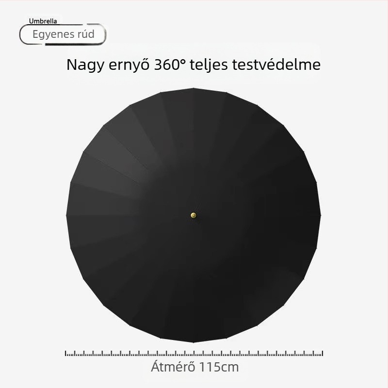24 csontos esernyő automata esernyő nagy, túlméretezett gyári nagykereskedelmi egyenes hosszú nyelű esernyő napsütéses és esős kettős felhasználású logóval