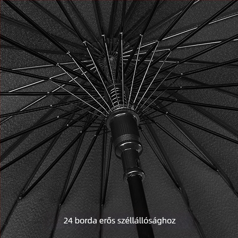 24 csontos esernyő automata esernyő nagy, túlméretezett gyári nagykereskedelmi egyenes hosszú nyelű esernyő napsütéses és esős kettős felhasználású logóval