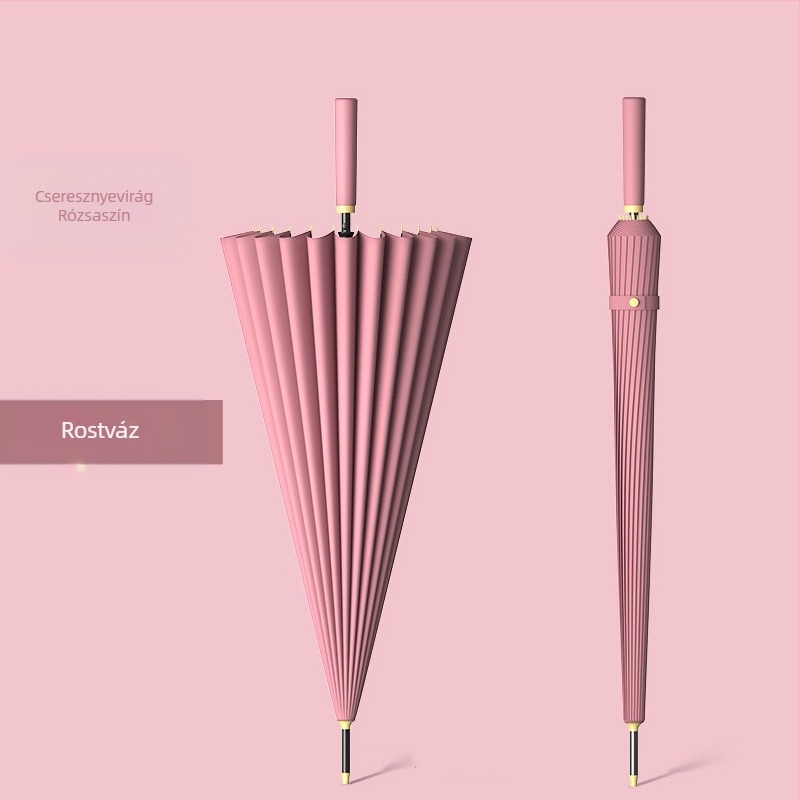 24 csontos esernyő automata esernyő nagy, túlméretezett gyári nagykereskedelmi egyenes hosszú nyelű esernyő napsütéses és esős kettős felhasználású logóval