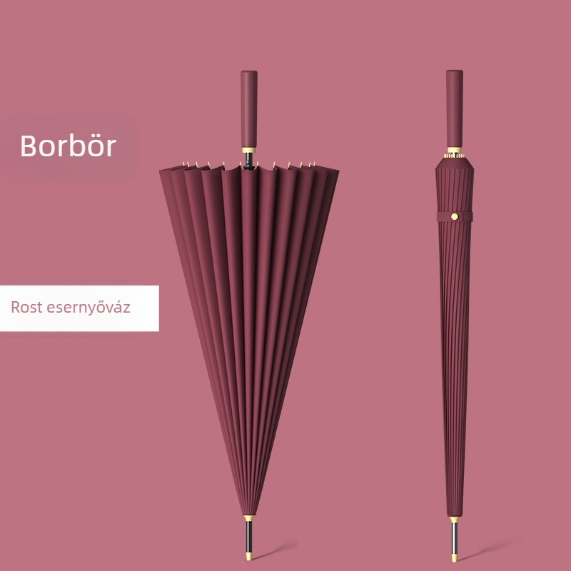 24 csontos esernyő automata esernyő nagy, túlméretezett gyári nagykereskedelmi egyenes hosszú nyelű esernyő napsütéses és esős kettős felhasználású logóval