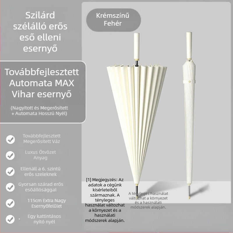 24 csontos esernyő automata esernyő nagy, túlméretezett gyári nagykereskedelmi egyenes hosszú nyelű esernyő napsütéses és esős kettős felhasználású logóval
