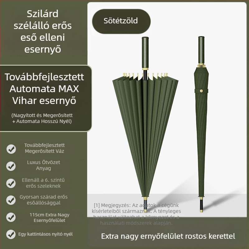 24 csontos esernyő automata esernyő nagy, túlméretezett gyári nagykereskedelmi egyenes hosszú nyelű esernyő napsütéses és esős kettős felhasználású logóval