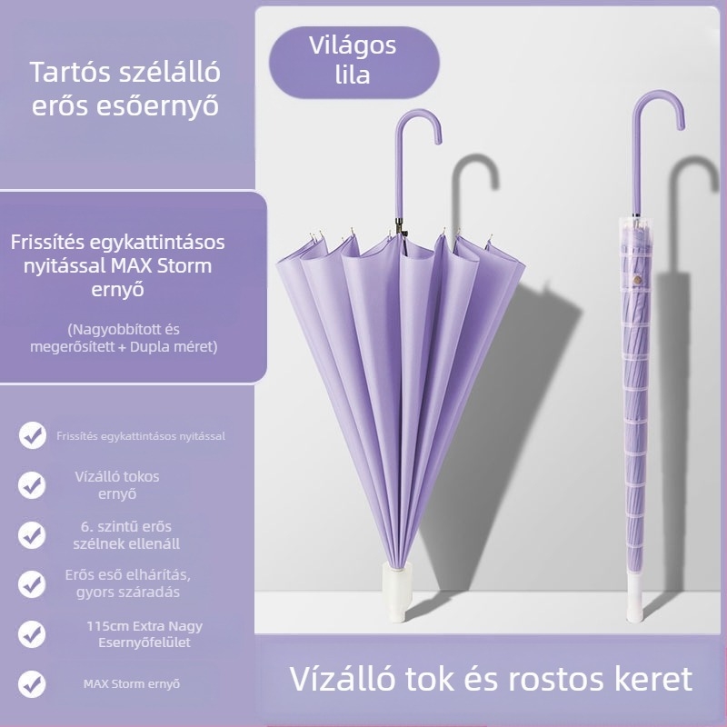 24 csontos esernyő automata esernyő nagy, túlméretezett gyári nagykereskedelmi egyenes hosszú nyelű esernyő napsütéses és esős kettős felhasználású logóval