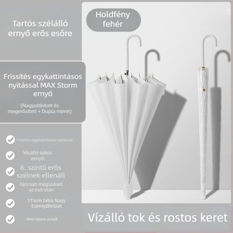 24 csontos esernyő automata esernyő nagy, túlméretezett gyári nagykereskedelmi egyenes hosszú nyelű esernyő napsütéses és esős kettős felhasználású logóval