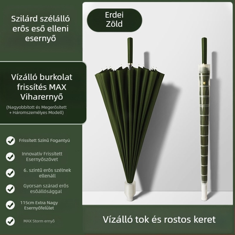 24 csontos esernyő automata esernyő nagy, túlméretezett gyári nagykereskedelmi egyenes hosszú nyelű esernyő napsütéses és esős kettős felhasználású logóval