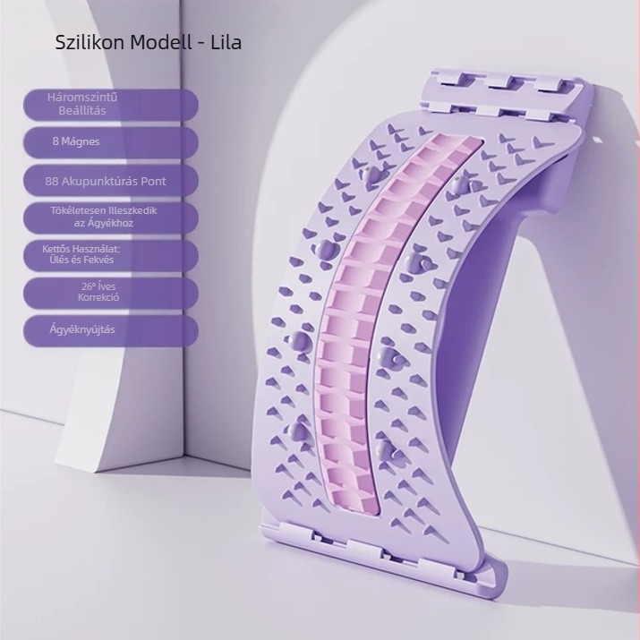 Ágyéki tehermentesítő, deréknyújtó, nyaki gerinc felső része, deréknyitás, vállnyitás, hátjóga segédhúzó, mágneses terápiás derékvédő