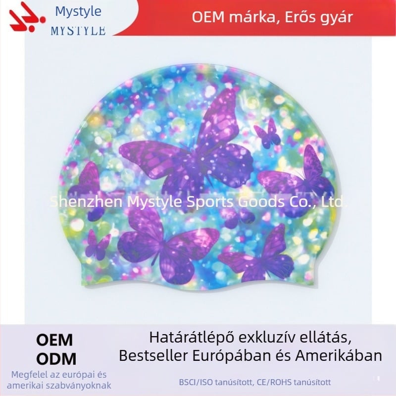 Úszósapka felnőtt Amazon színes pillangó úszósapka női hosszú hajú szilikon úszósapka női hosszú hajú sapka nagyítva