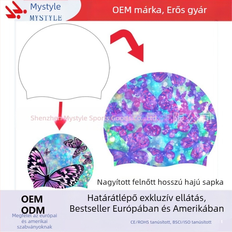Úszósapka felnőtt Amazon színes pillangó úszósapka női hosszú hajú szilikon úszósapka női hosszú hajú sapka nagyítva