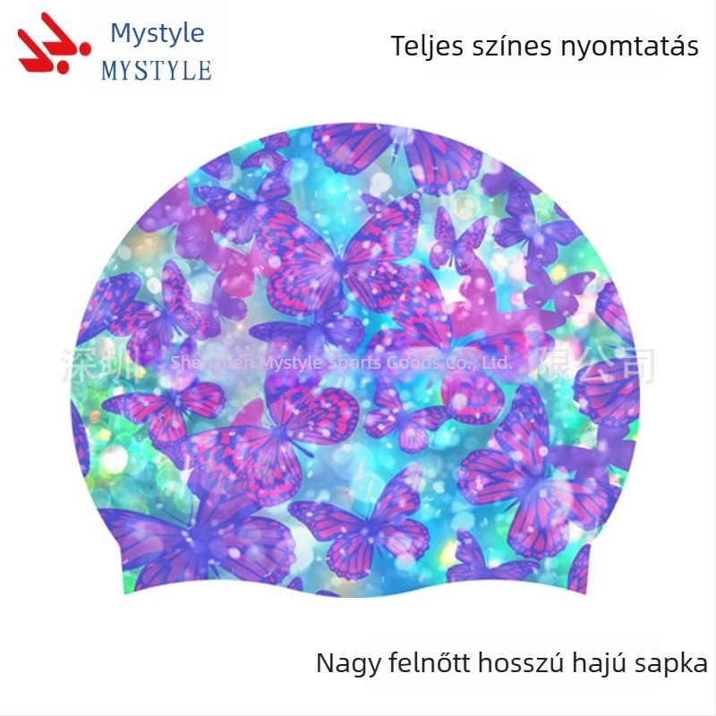 Úszósapka felnőtt Amazon színes pillangó úszósapka női hosszú hajú szilikon úszósapka női hosszú hajú sapka nagyítva