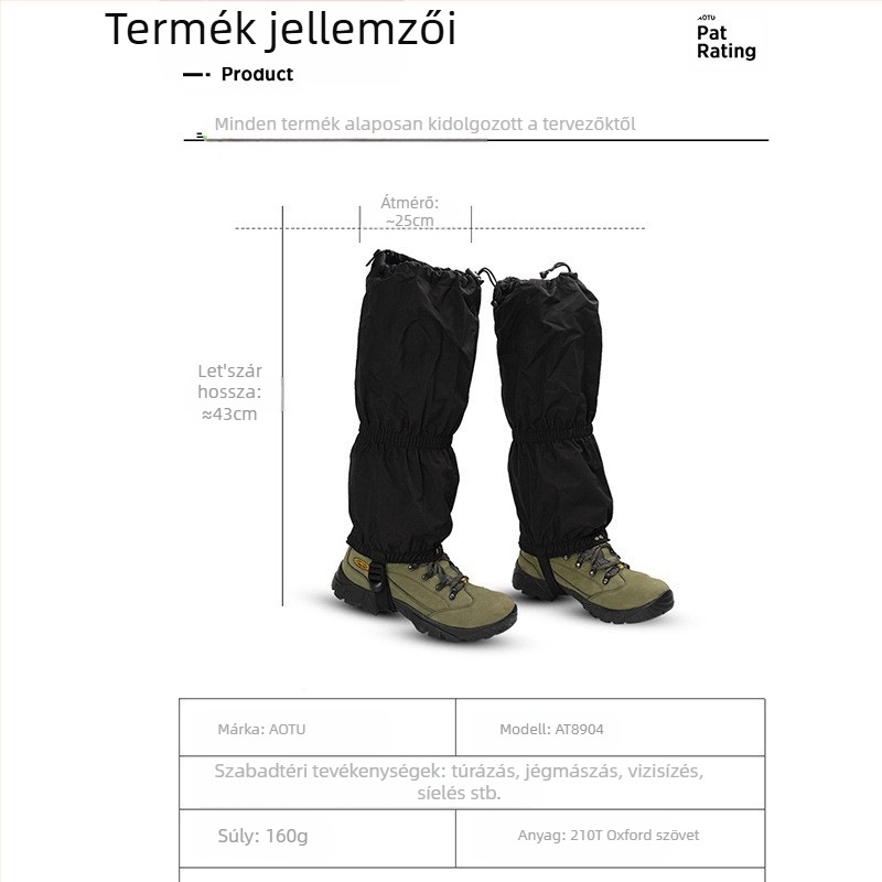 Síelés kültéri hótakaró férfi és női túrázás hóálló kígyóálló homokálló lábvédő cipővédő lábvédő lábvédő 89 04