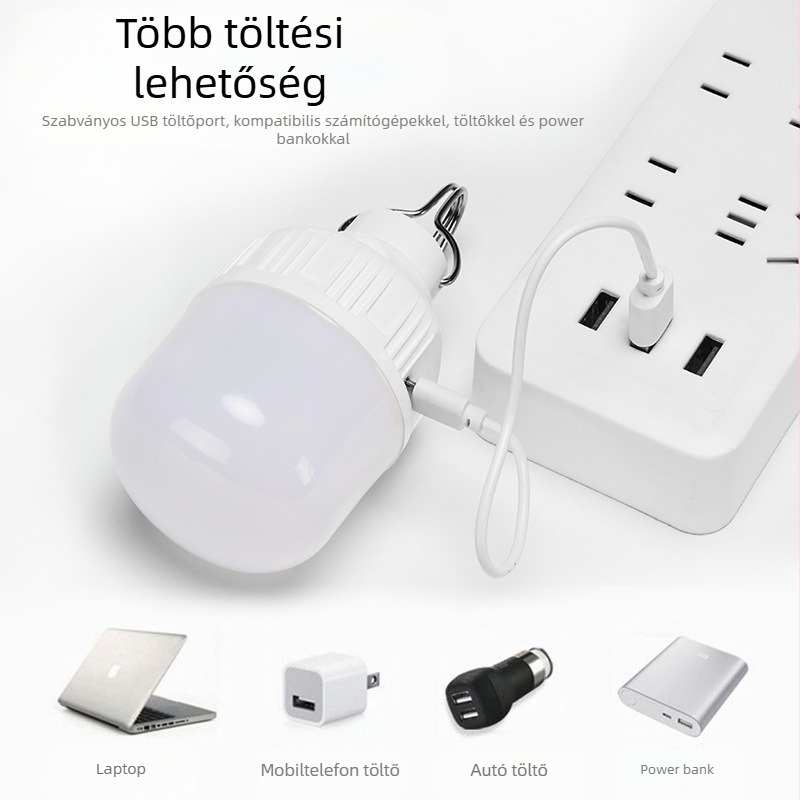 Új LED töltőizzó 3 kültéri vízálló éjszakai piaci stand áramkimaradás vészhelyzeti izzó hordozható világítás