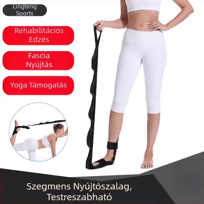 Gyári nagykereskedelmi rehabilitációs edző láb-láb nyújtóöv jóga nyújtóöv szegmentált állítású kiegészítő láb nyújtóöv