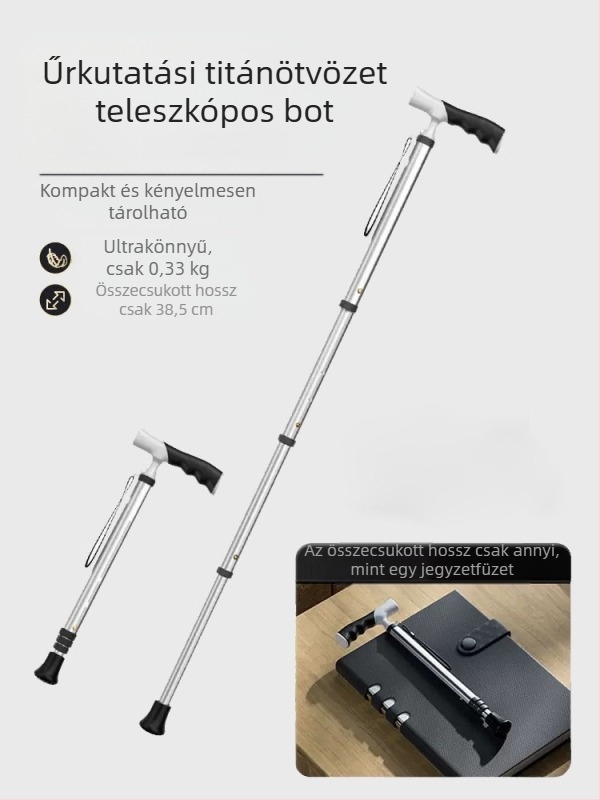 Ultrakönnyű, hordozható teleszkópos mankó, csúszásgátló, állítható, kettős célú orvosi mankó, hegymászó sétabot időseknek