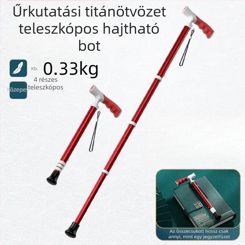 Ultrakönnyű, hordozható teleszkópos mankó, csúszásgátló, állítható, kettős célú orvosi mankó, hegymászó sétabot időseknek