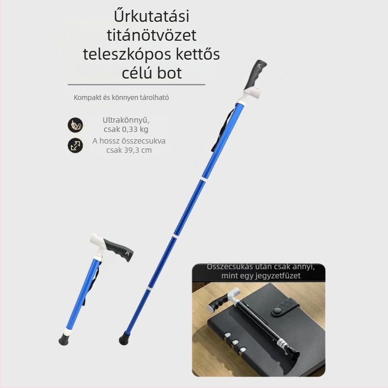Ultrakönnyű, hordozható teleszkópos mankó, csúszásgátló, állítható, kettős célú orvosi mankó, hegymászó sétabot időseknek
