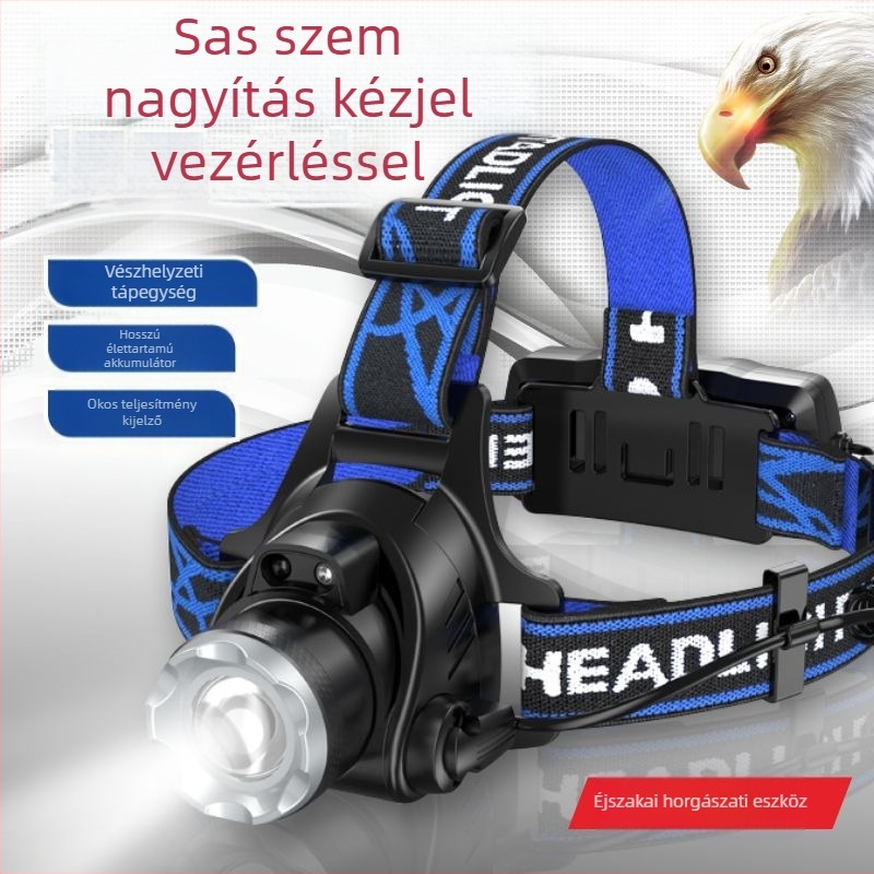 Boyue T6 töltő indukciós fényszóró vízálló LED erős fényű teleszkópos zoom fényszóró kültéri horgászfényszóró nagykereskedelem