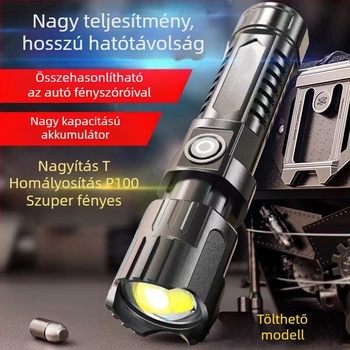 Erős fényű, újratölthető háztartási, kültéri, kis hordozható világító lámpa, tartós kerékpár éjszakai fény