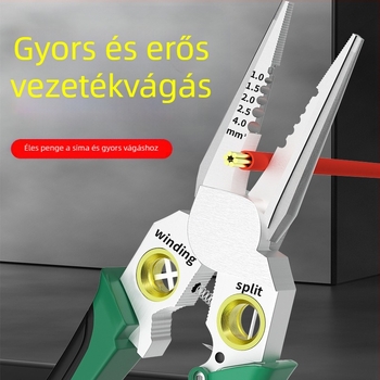 8 az 1-ben multifunkciós vezetékmérő és -csupaszító fogó, vezetékvágó, vezetékhúzó, vezeték- és kábelolló, hámozó fogó, elektromos vezetékek krimpelő fogó
