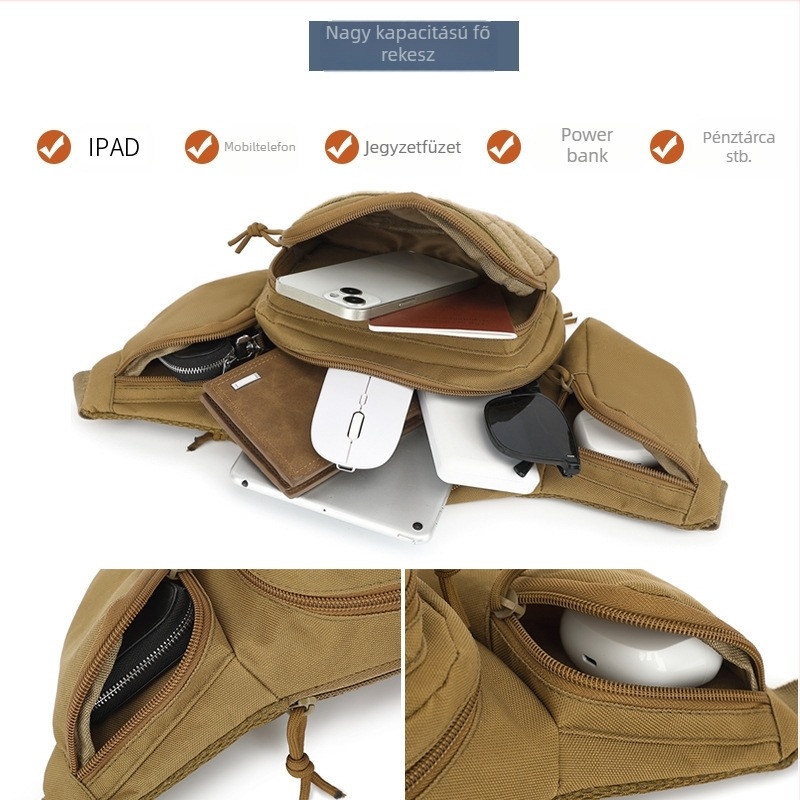 Határokon átnyúló kültéri multifunkcionális taktikai deréktáska férfi láthatatlan fegyvertok kopásálló és tartós sport mellkasi táska tároló keresztpántos táska