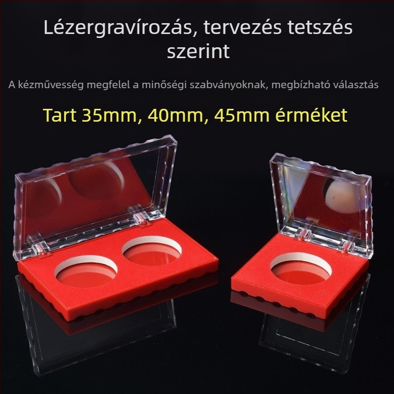 Wen Chuang Két Akril Csomagolódoboz 40 mm-es Érem 35 mm-es Érem Emlékmedál Külső Doboz Lézergravírozás Minta