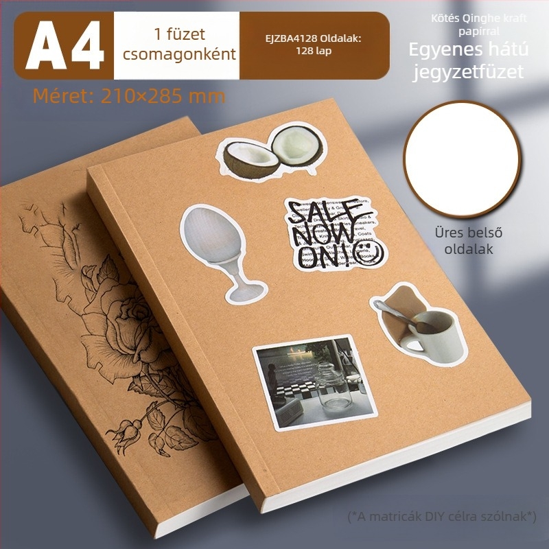 Wright jegyzetfüzet A4 vízszintes vonalakkal, kraftpapír, irodai ragasztós kötés, A5 kis jegyzetfüzet, B5 jegyzetfüzet, vastag jegyzetfüzet