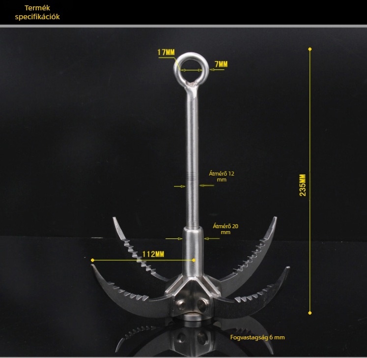 Gyári közvetlen kültéri rozsdamentes acél repülő tigriskarom vadmászó horog mászóhorog összecsukható túlélőhorog