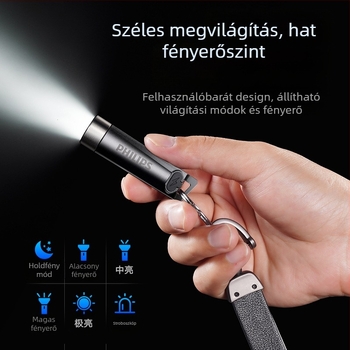 Philips kulcstartó lámpa Erős fényű újratölthető zseblámpa Kültéri diákoknak szánt multifunkcionális hordozható mini munkalámpa
