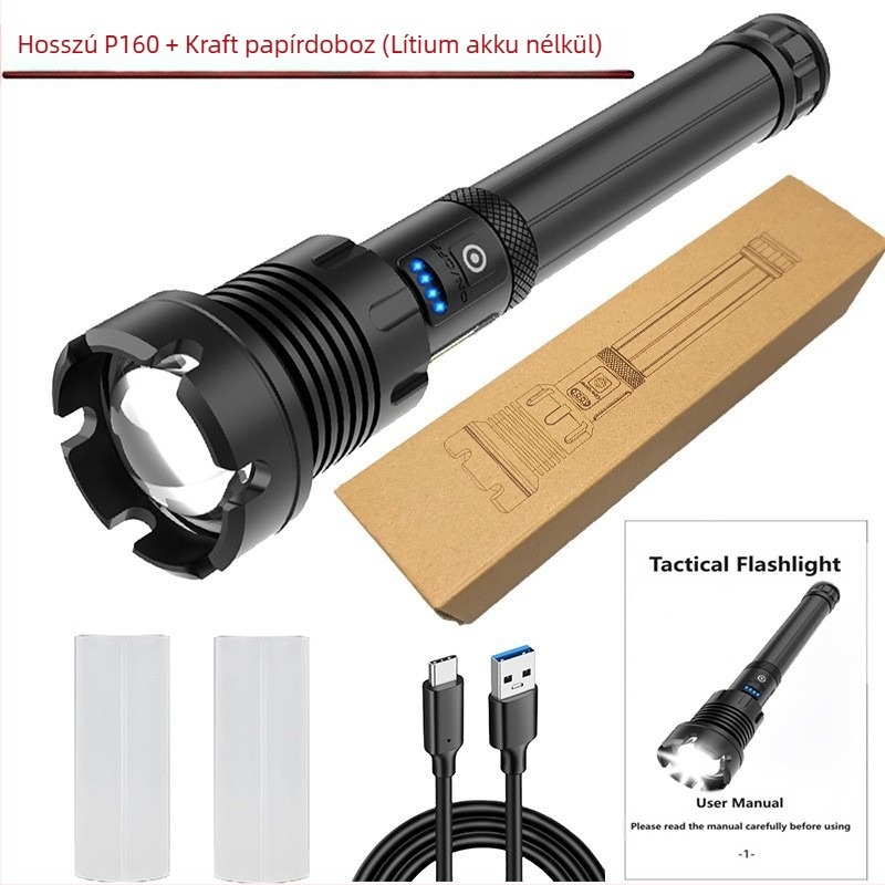 Határokon átnyúló új teleszkópos zoom P70 erős zseblámpa LED kültéri multifunkciós P90 erős újratölthető zseblámpa