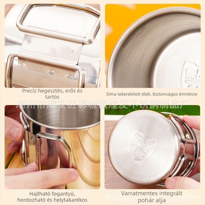 Kültéri rozsdamentes acél 304 összecsukható pohár Kültéri kemping konyhai eszközök Hegymászás Vizespohár Hordozható tároló Söröskorsó