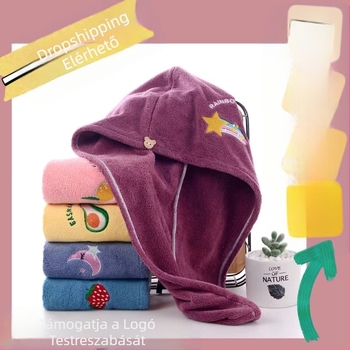 Száraz Hajra Sapka Női, Vastagított, Nem Hull, Korall Bársony Hímzett Rajzfilm Népszerű Turbán, Puha, Víznedvszívó, Gyorsan Száradó Turbán