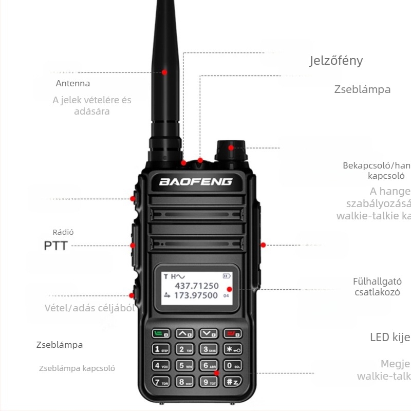 Az új Baofeng walkie-talkie nagy teljesítményű, közvetlen töltésű FM dupla szakaszú építési helyszíni önvezető túra kézi szállodai helyszín nagykereskedelem
