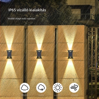 Új napelemes kürtlámpa kültéri vízálló fali fali lámpa udvari kerti fali reflektor villaajtó fali lámpa