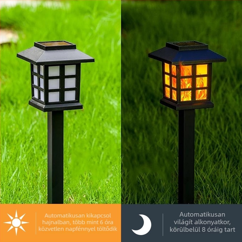 Napelemes lámpák, gyeplámpák, kültéri állólámpák, lánglámpák, ház tájvilágítás, villa kerti lámpák, automatikus