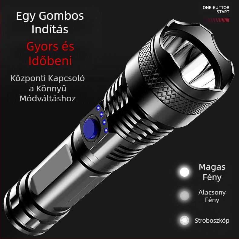 Határokon átnyúló ABS zseblámpa USB töltő teljesítmény kijelző otthoni kültéri hordozható éjszakai horgászat kemping erős zseblámpa