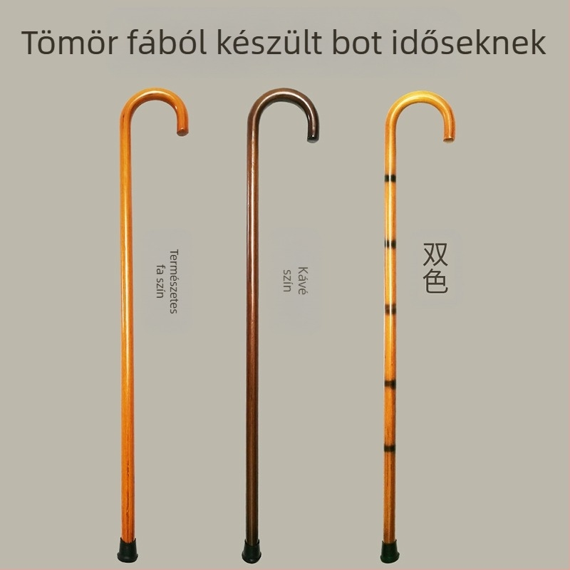 Mankók időseknek, tömörfa, integrált akasztós, nádszáras, ívelt fogantyús, fa mankók, fa nagykereskedelem, dropshipping, retró fa