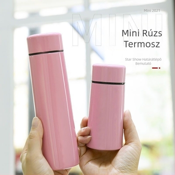 Hordozható 304 rozsdamentes acél zsebes pohár, mini egyszerű kislány férfi és női diák vizespohár, aranyos termoszpohár