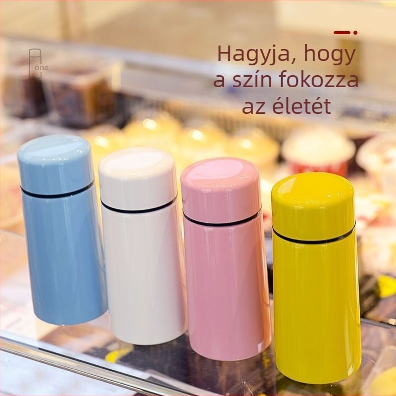 Hordozható 304 rozsdamentes acél zsebes pohár, mini egyszerű kislány férfi és női diák vizespohár, aranyos termoszpohár