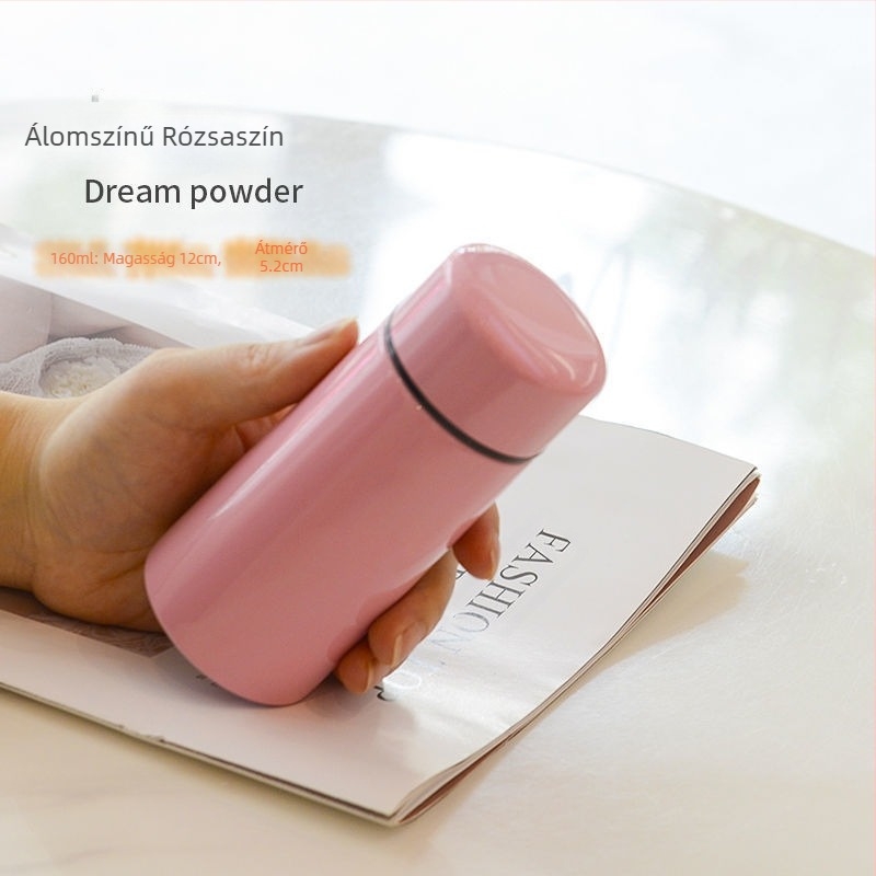 Hordozható 304 rozsdamentes acél zsebes pohár, mini egyszerű kislány férfi és női diák vizespohár, aranyos termoszpohár