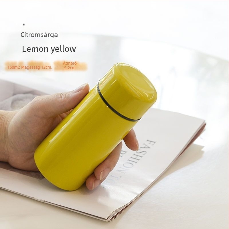 Hordozható 304 rozsdamentes acél zsebes pohár, mini egyszerű kislány férfi és női diák vizespohár, aranyos termoszpohár