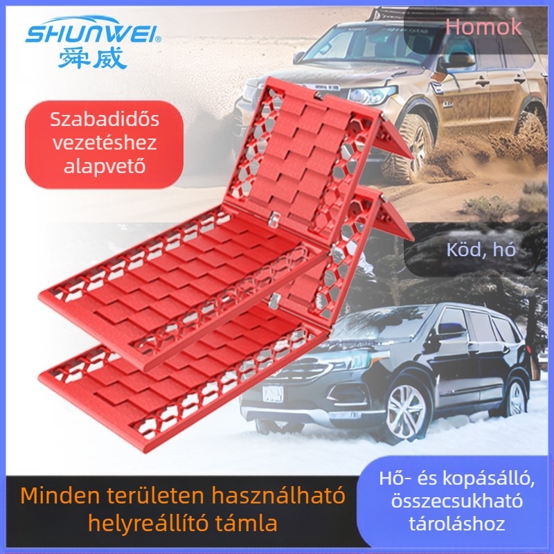 Shunwei autógumi csúszásgátló önvezető hó homok sár terepjáró vészhelyzeti autó önmentő összecsukható menekülődeszka