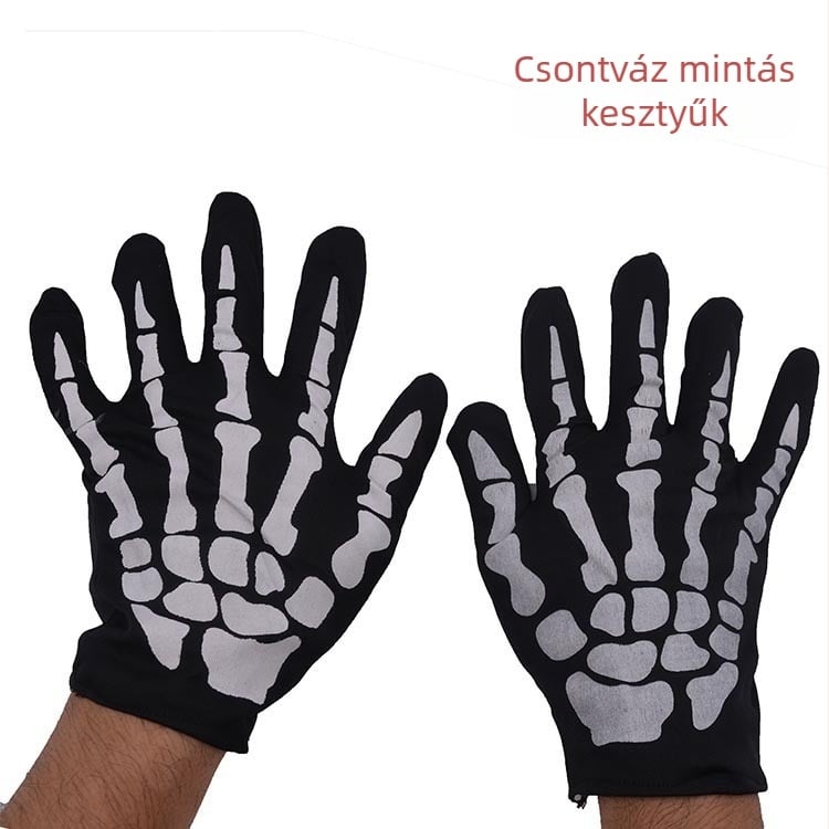 Halloween maszk horror koponya állmaszk csontváz szellem kesztyű szett előadás party öltöztetés új