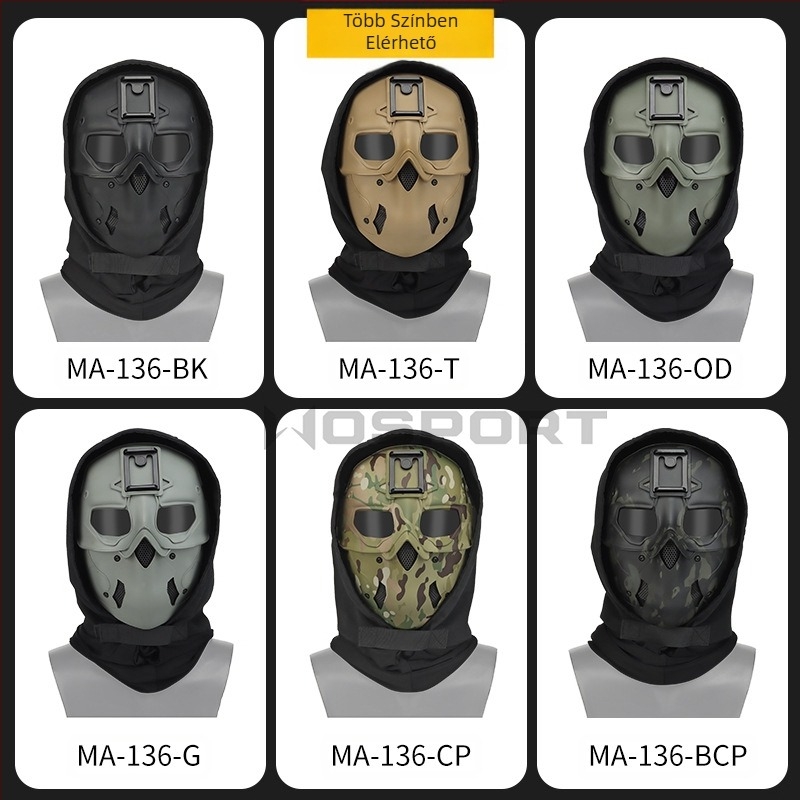 WOSPORT Wild Mask ruha Fejfedő Maszk Kettős felhasználású mód Teljes arcvédelem Egyszínű