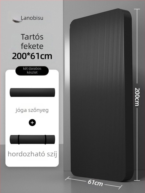 Hátszárító férfi fitneszszőnyeg kezdőknek, szélesített és meghosszabbított, csúszásmentes, kopásálló edzőjógaszőnyeg, sportszőnyeg