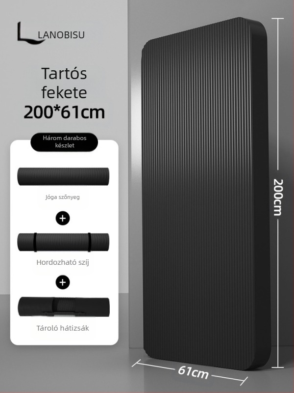 Hátszárító férfi fitneszszőnyeg kezdőknek, szélesített és meghosszabbított, csúszásmentes, kopásálló edzőjógaszőnyeg, sportszőnyeg