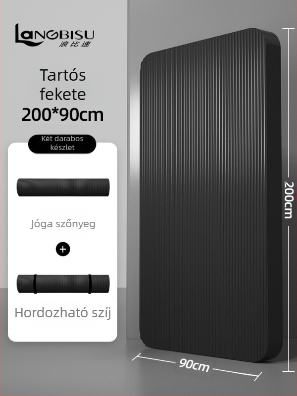 Hátszárító férfi fitneszszőnyeg kezdőknek, szélesített és meghosszabbított, csúszásmentes, kopásálló edzőjógaszőnyeg, sportszőnyeg